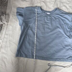 Jane Delancey Blue Flutter Sleeve Knit Top | Pleated Sleeve Detail